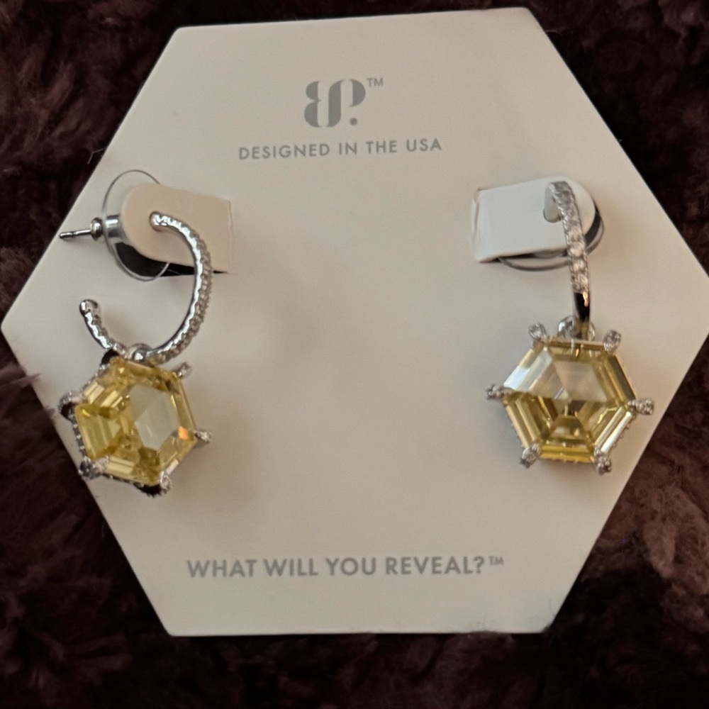 BP Silver and Yellow Geometric Earrings